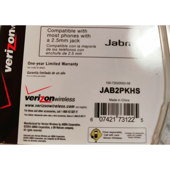 Vintage Verizon Wired Earbuds Jabra Mini-Boom 2.5mm Jack Short Microphone NIB - Picture 12 of 12